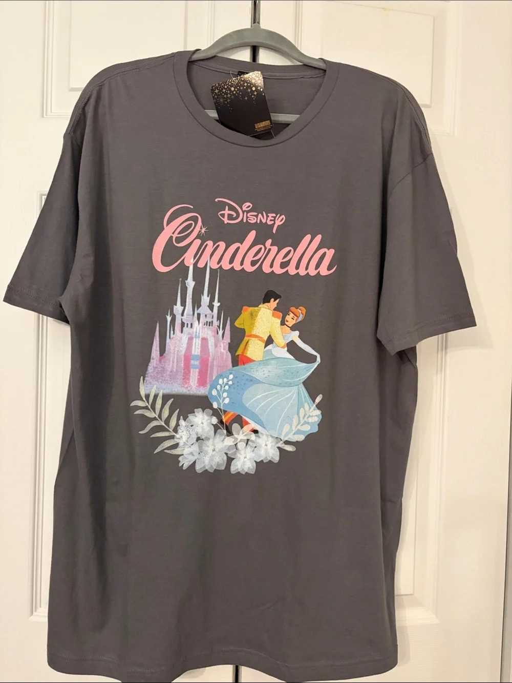 Official Disney Princess Cinderella Dance Graphic Tee with Pastel Castle NWT
